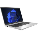 Looptop.se refurbished HP EliteBook 640 G9 laptop with 14-inch Full HD display and silver chassis in a side view.
